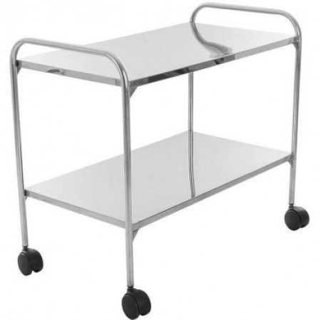 Mesa auxiliar inox 90 x 50 x 80 c/rodízios R$ 740,00